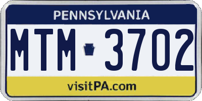 PA license plate MTM3702