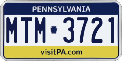 PA license plate MTM3721
