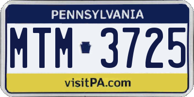 PA license plate MTM3725