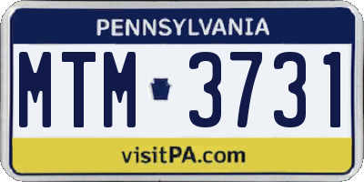 PA license plate MTM3731