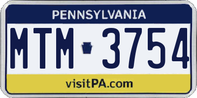 PA license plate MTM3754