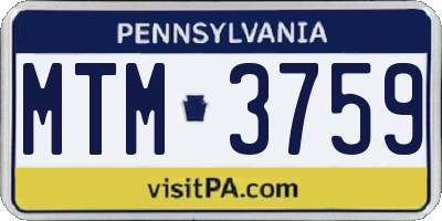 PA license plate MTM3759