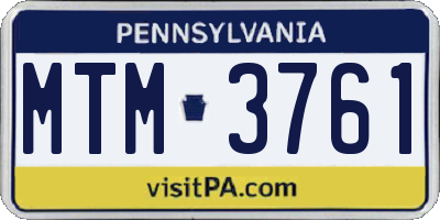 PA license plate MTM3761