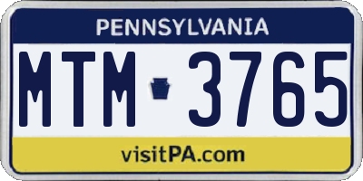 PA license plate MTM3765