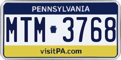 PA license plate MTM3768