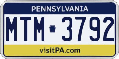 PA license plate MTM3792