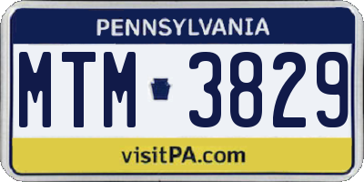 PA license plate MTM3829
