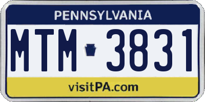PA license plate MTM3831