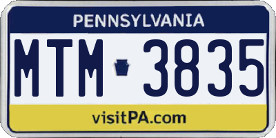 PA license plate MTM3835