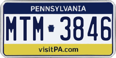 PA license plate MTM3846