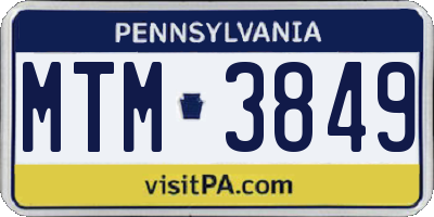 PA license plate MTM3849