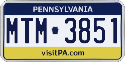 PA license plate MTM3851