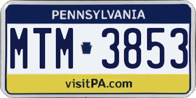 PA license plate MTM3853