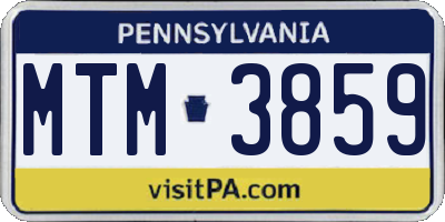 PA license plate MTM3859