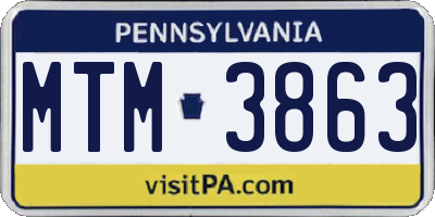 PA license plate MTM3863