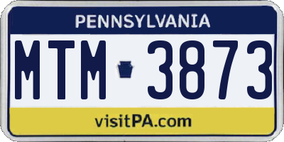 PA license plate MTM3873