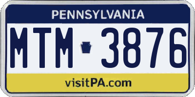 PA license plate MTM3876