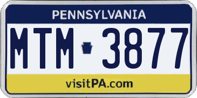 PA license plate MTM3877