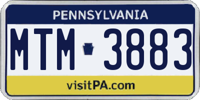 PA license plate MTM3883
