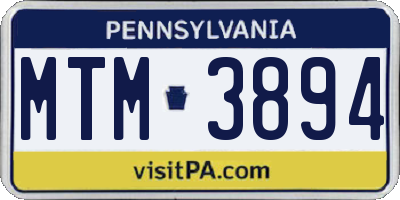 PA license plate MTM3894