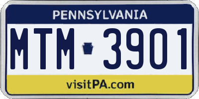 PA license plate MTM3901