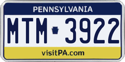 PA license plate MTM3922