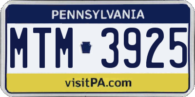 PA license plate MTM3925