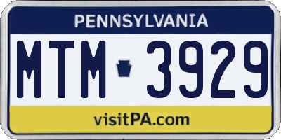 PA license plate MTM3929