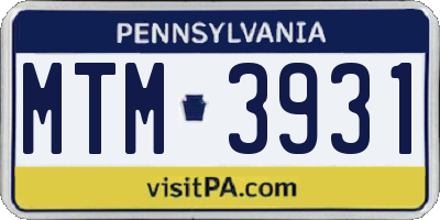 PA license plate MTM3931
