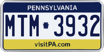 PA license plate MTM3932