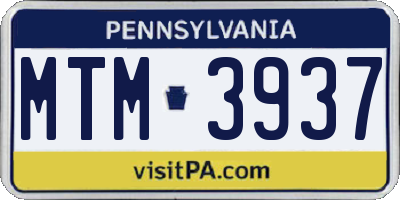 PA license plate MTM3937