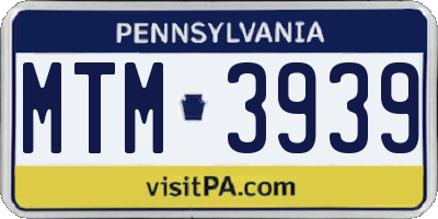 PA license plate MTM3939