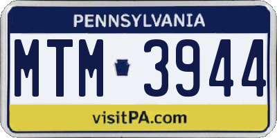 PA license plate MTM3944