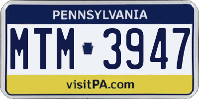 PA license plate MTM3947