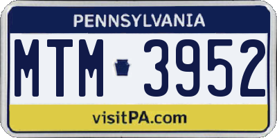 PA license plate MTM3952