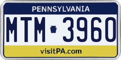 PA license plate MTM3960