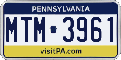 PA license plate MTM3961