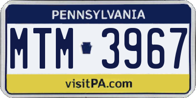 PA license plate MTM3967