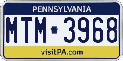 PA license plate MTM3968