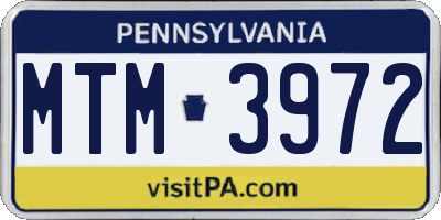 PA license plate MTM3972
