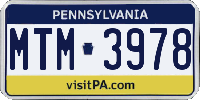 PA license plate MTM3978