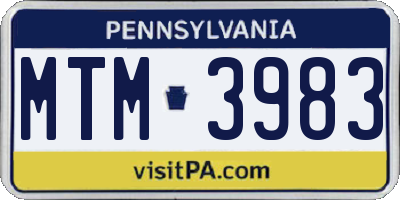 PA license plate MTM3983