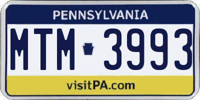 PA license plate MTM3993