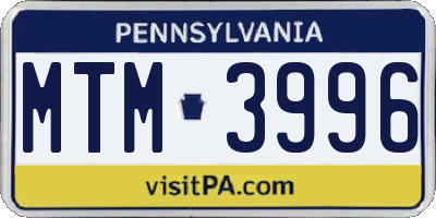 PA license plate MTM3996