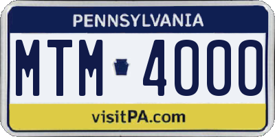 PA license plate MTM4000