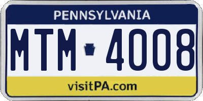 PA license plate MTM4008