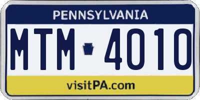 PA license plate MTM4010