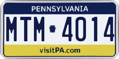PA license plate MTM4014