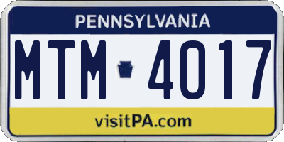 PA license plate MTM4017