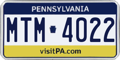PA license plate MTM4022